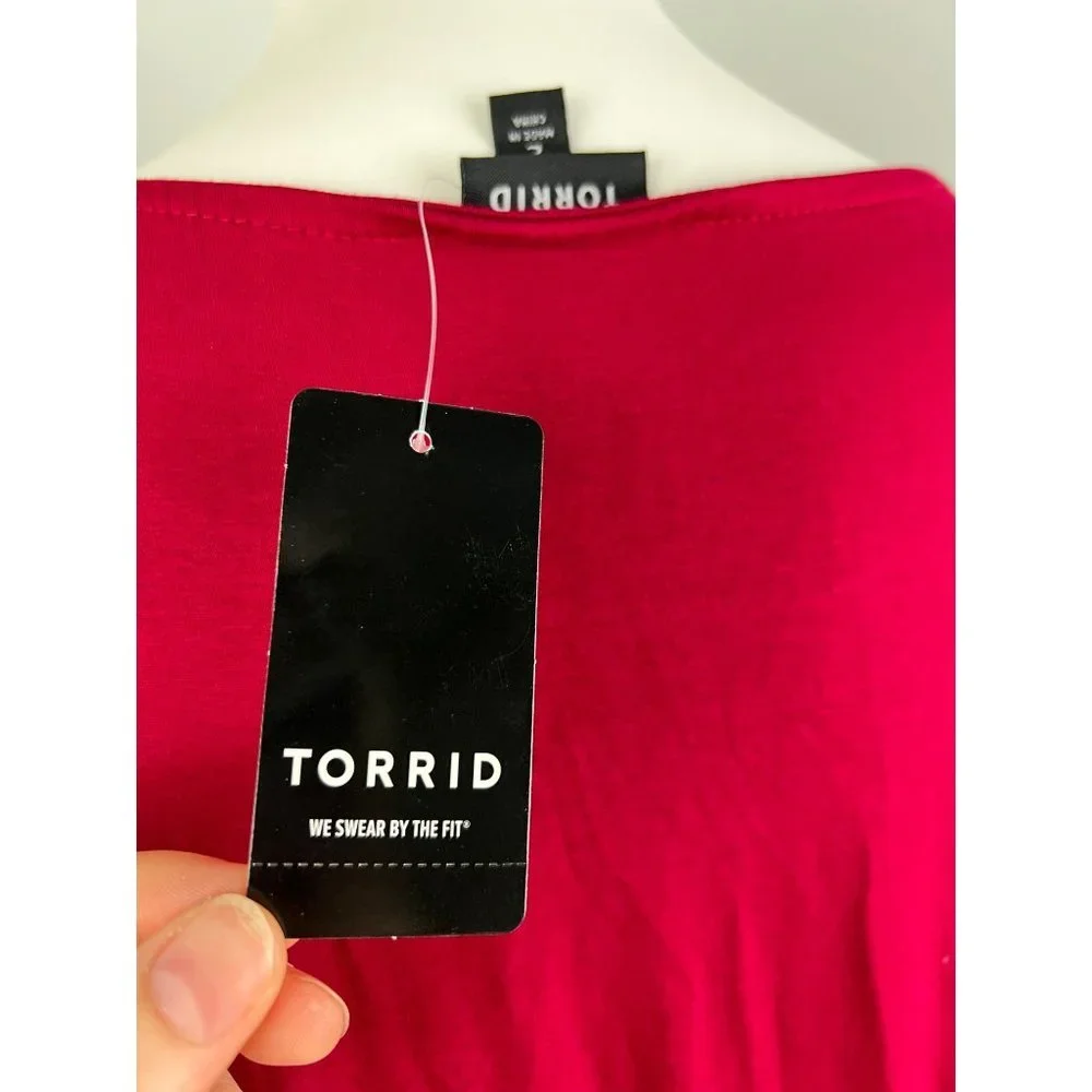 Torrid Red Jersey Cold Shoulder Stretch Dress 2X - Picture 5 of 7